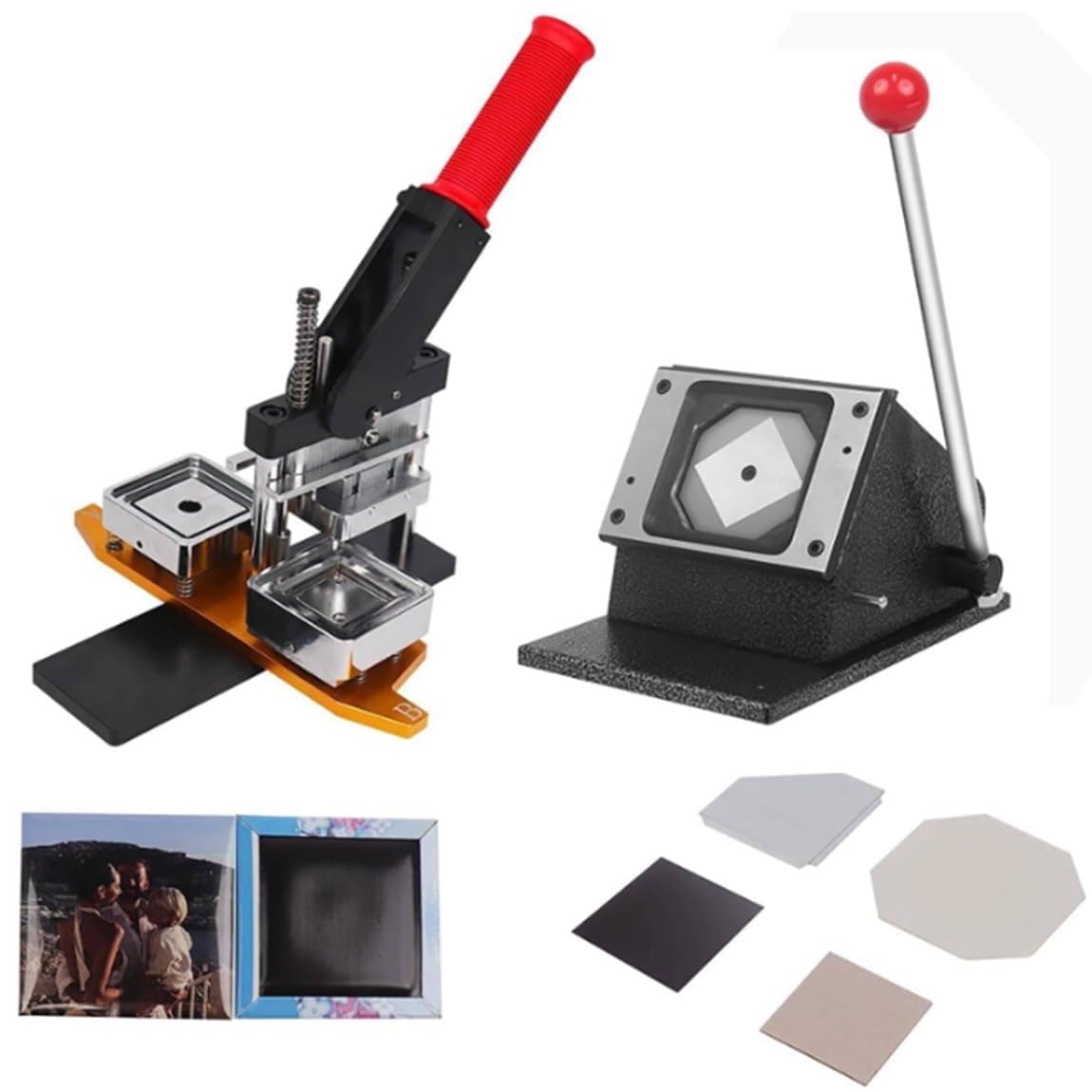 GTHTUHFD 50X50Mm Diy Square Fridge Magnet Button Maker Machine,Button Badge Maker,With 100 Sets Of Material And Fridge Magnets Cutter