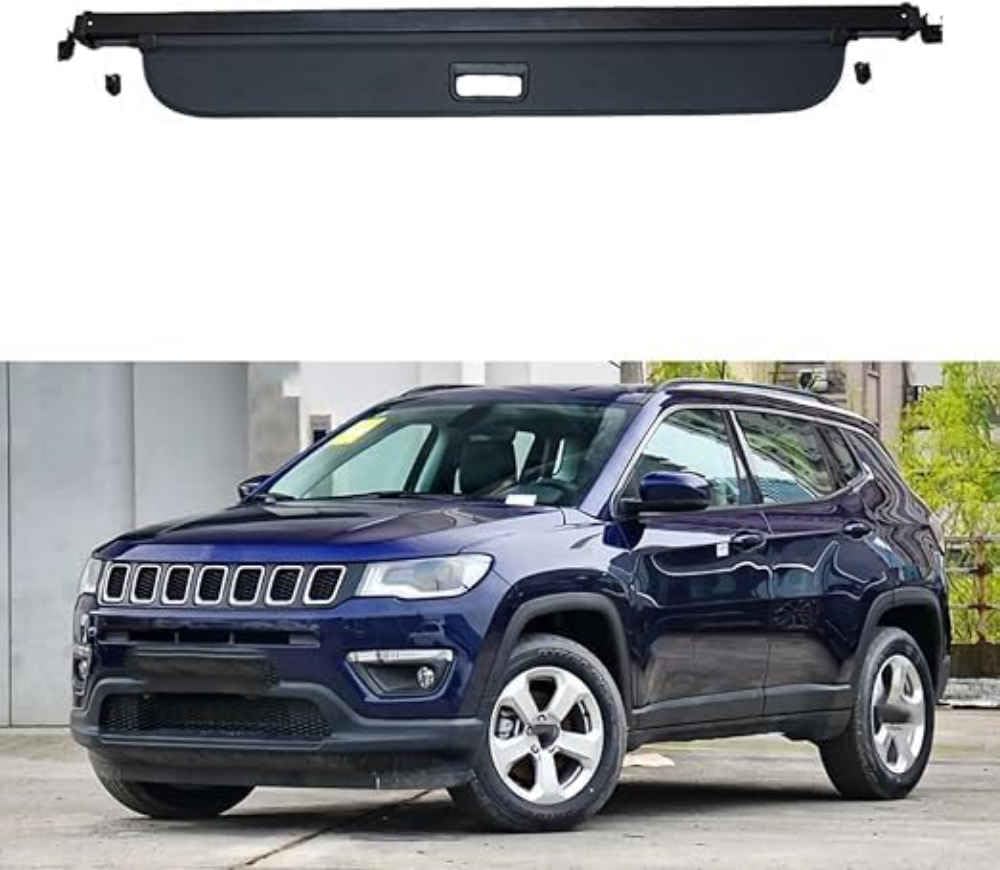 CJYCJY Car Retractable Trunk Parcel Shelf for Jeep Compass 2017 2024, Waterproof Retractable Rear Luggage Cover Security Shield Panel