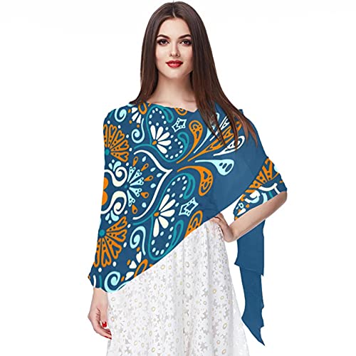 Foulard fin mandala psychédélique multicolore en mousseline légère