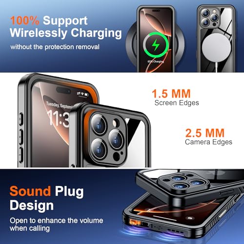 SPIDERCASE for iPhone 16 Pro Max Case Waterproof, Black/Clear by SPIDERCASE - Used condition - Image 4