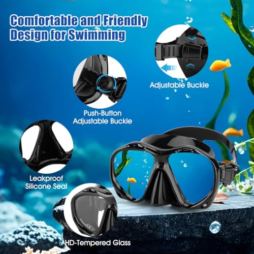Set de Snorkel Seco para Adultos con Gafas Ajustables y Cubierta Facial con Tubo Seco para Buceo y Natación miniatura 4