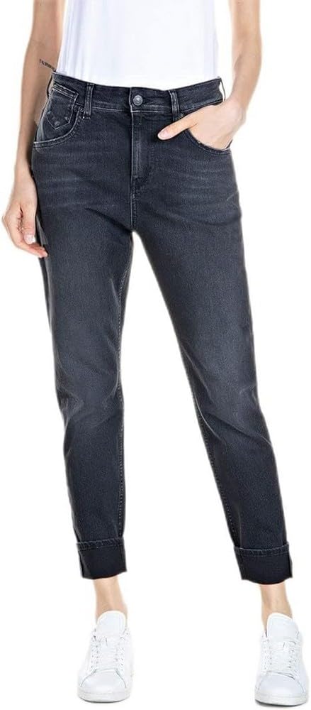 Replay Damen Jeans Marty Boyfit Bio, Dark Grey 097 (Grau), 24W / 28L