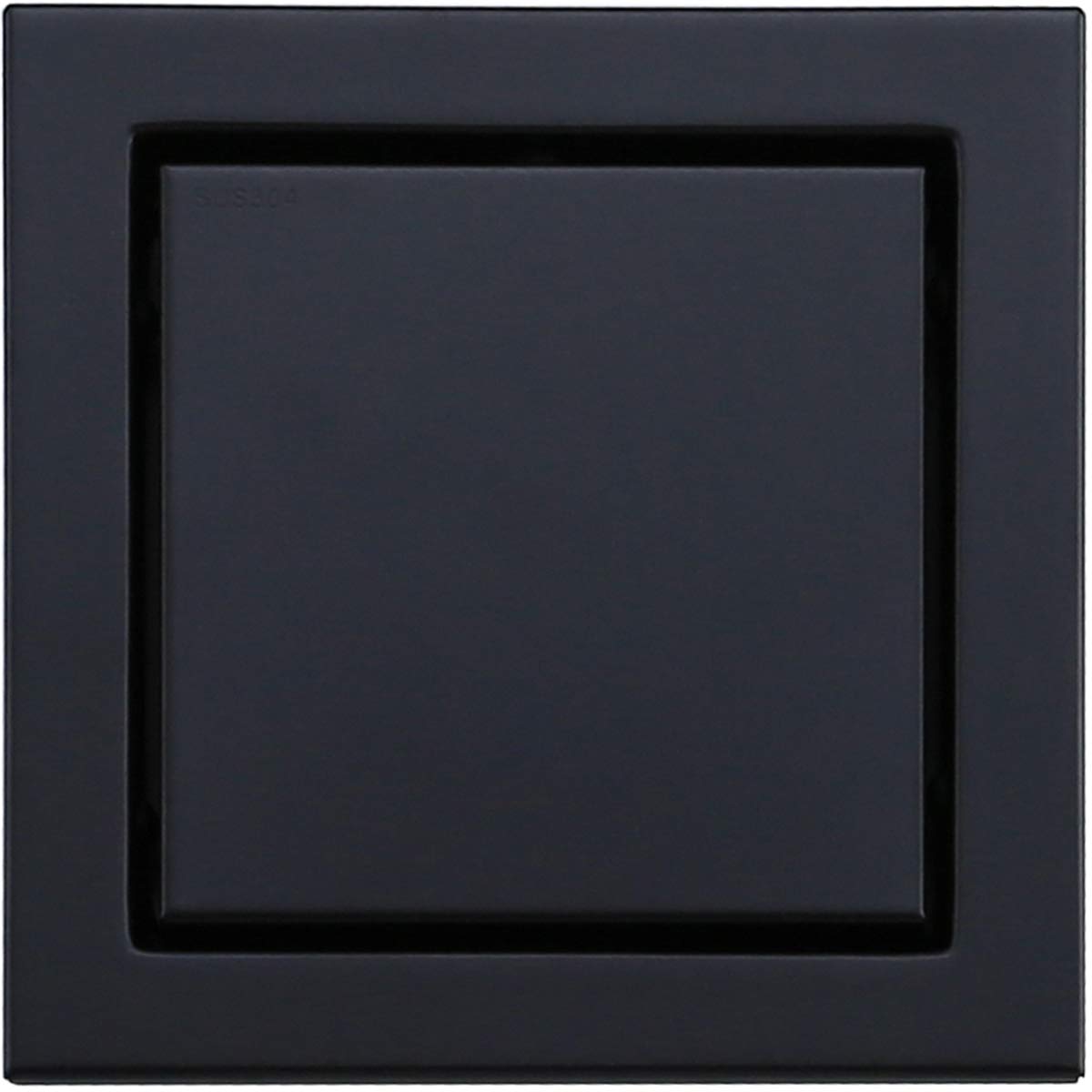 RANDOM 6-inch SUS304 Stainless Steel Square Shower Floor Drain with Tile Insert Grate Removable Multipurpose Invisible Look or Flat Cover,Matte Black. (Matte Black)