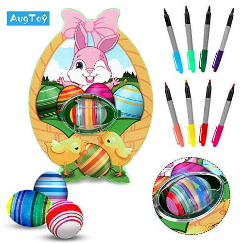 Augtoy Easter Decorations Egg Dye Kit Coloring Dying Decorator Spin Art Machine Basket