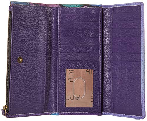 Anna by Anuschka Women's Hand-Painted Genuine Leather Three Fold Clutch - Tribal Potpourri Eggplant4