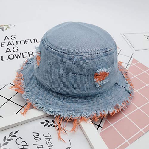 Printed Bucket Hat Baby Hat Denim Sun Hat Caps Fisherman Soft Kids Kids Hat Toddler Girl Sun Hat (Orange, One Size)2