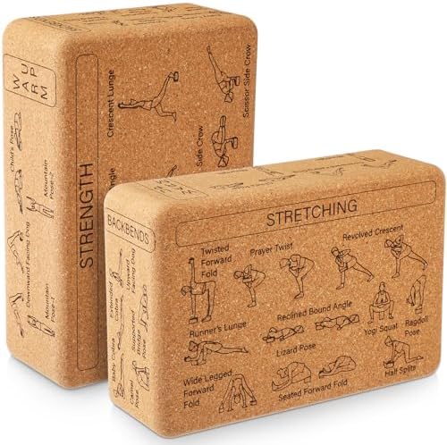 Halloscume Cork Yoga Blocks 2 Pack Yoga Poses Teaching Cork Block...