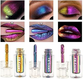 Liquid Chameleon Eyeshadow,3pcs Metallic Multichrome Glitter Eye Shadow Lip Liquid Optical High-Gloss Film-Forming Makeup Set,Long Lasting Non-Greasy Sparkling Eye Makeup For Women