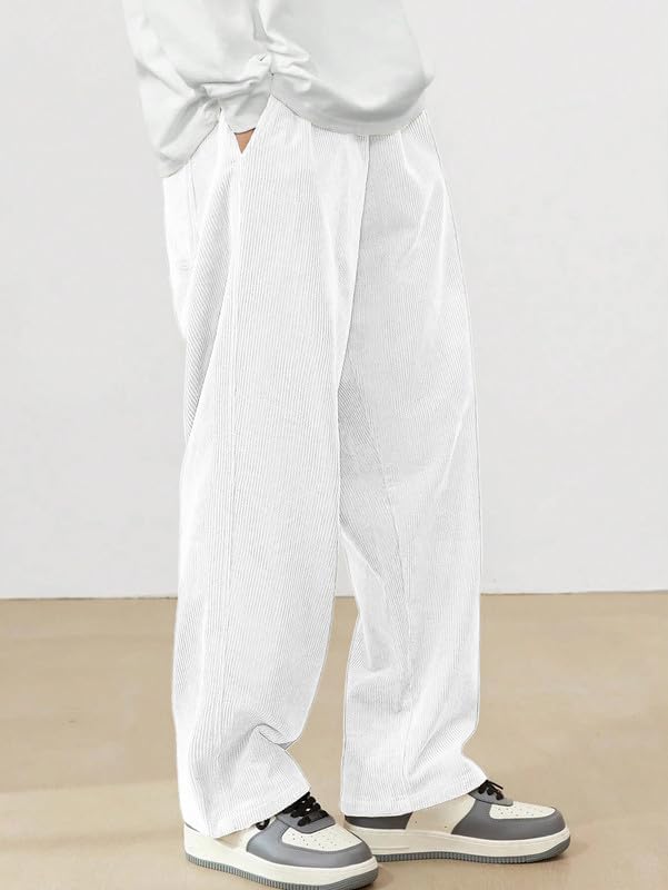 SMOWKLY Men's White Corduroy Trousers - Image 5