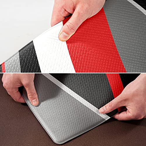 Fnlndo Red And Black Kitchen Rugs And Mats For Floor Anti Fatigue Kitchen Rugs Set Of 2 Red Modern Art Non-Skid Washable Kitchen Mats For Kitchen Sink Laundry (Red, 17.5"X29.5"+17.5"X47") #TOP3