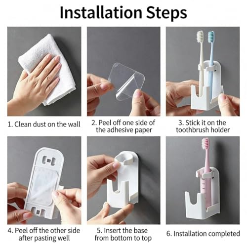 Toothbrush Organizer Storage Supplies Electric Toothbrush Holder No Drilling Required Suitable For Bathroom Use Bathroom Toiletries - Image 6