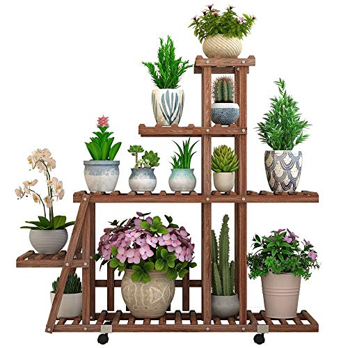 Preisvergleich Produktbild ACZZ Blumenständer / Regal / Holzregal, Blumenkasten Auf Rollen / Gartenregal Balkon- Oder Balkonregal Für Innen Oder Außen, Handelsüblich 98X25X88Cm,A,Blume