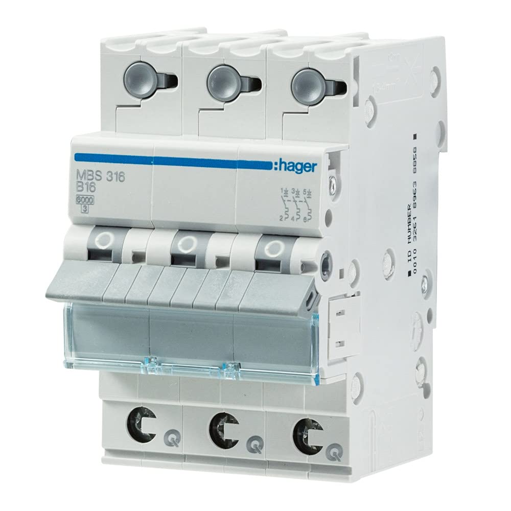 Hager Set 1x FI CDS440D 40a 0,03 + 1x LS-Schalter 3-polig MBS316 + 5x LS-Schalter 1-polig MBS116 + 1x Phasenschiene 3-polig KDN363F
