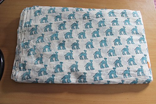 Tkanina bawełniana z nadrukiem blokowym Indyjska tkanina ręcznie drukowana, miękka tkanina bawełniana od The Yard Fabric, Jaipuri Kurti drukowana tkanina na letnią sukienkę (20 jardów)