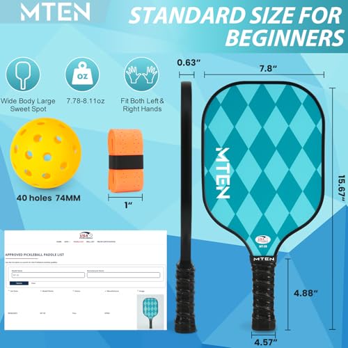 Image of MTEN Pickleball Paddles Set of 2 /4 /1, USAPA Approved Fiberglass Rackets