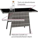TecTake Polyrattan Sitzgruppe für 2 Personen, zusammenschiebbar, 2 Stühle & 1 Tisch mit Glasplatte - 7