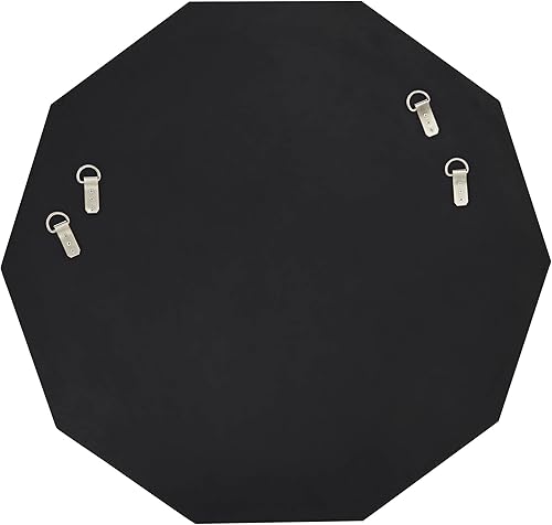 Miniatura 8 de Noble Park Allamande Decagon - Espejo decorativo de pared para tocador, espejo de pared moderno de vidrio biselado de humo mate, marco de madera
