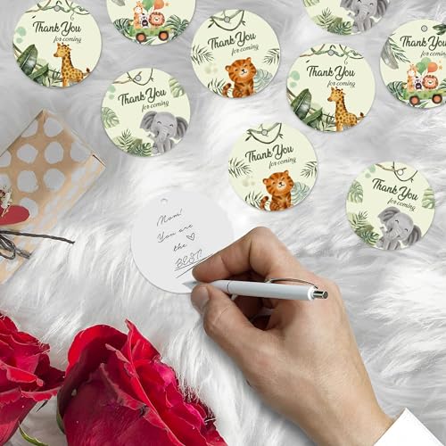 Image of Party Propz Thank You Card Birthday - 21 Pcs, Jungle Thank You Cards For Return Gifts With Ribbon | Birthday Thanks Card(Cardstock) | Thank You Tags For Return Gifts | Happy Birthday Decoration Items