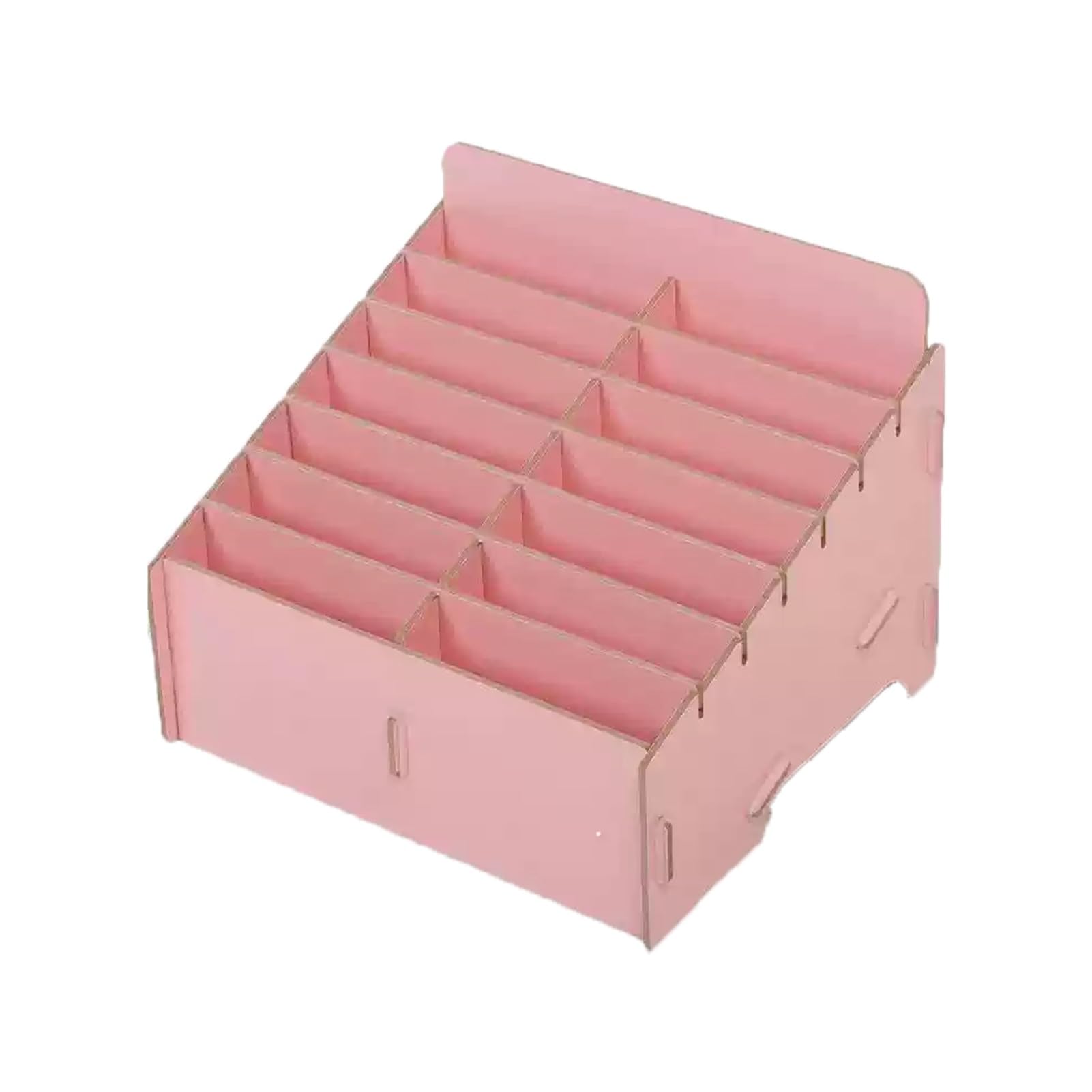 UGTFFT Mobile Phone Storage Cabinet Wooden Mobile Phone Storage Box Desktop Mobile Phone Holder,Trapezoidal Shape Open Storage Easy to Move,Suitable for School Factory Office(14 grids)
