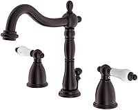 Vista 1 de Kingston Brass KB1975PL Heritage Grifo de lavabo generalizado con manija de palanca de porcelana, bronce aceitado