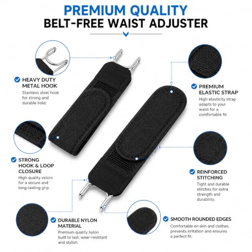 Image of Buckleless Belt for Men & Women, Elastic Stretch Waist Belt with Metal Hook, Invisible No Buckle for Jeans, Trousers & Uniforms, Adjustable Everyday Comfort, 1 Pair