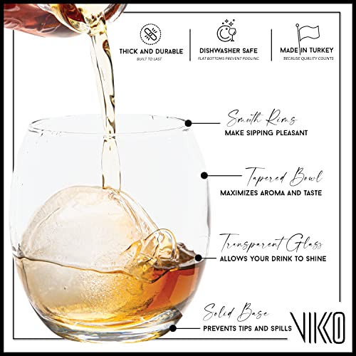 Vikko Whiskey Glasses Set Of 6, Old Fashioned Whiskey Glasses 13.75 Ounce, Premium Scotch Glasses, Dishwasher Safe Bar Glasses #TOP1