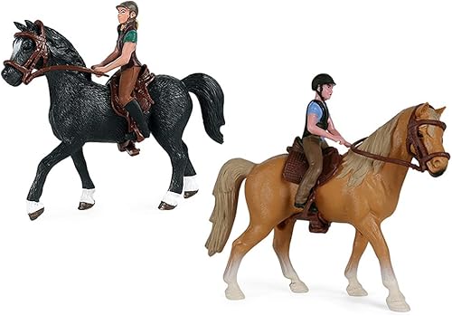 RCOMG Juego de juguetes de caballo con vaquero, juguetes de rodeo occidental para niñas y niños, jinete de club de caballos Farm World con figuras