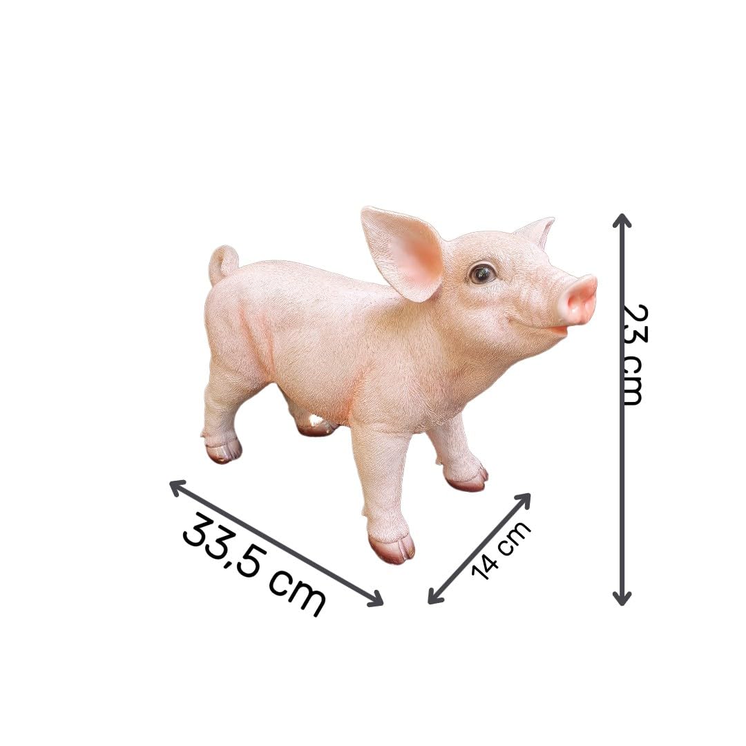 Figurine de jardin en forme de tête de cochon debout - 23 cm - Figurine de porcelet pour le jardin - Décoration résistante aux intempéries