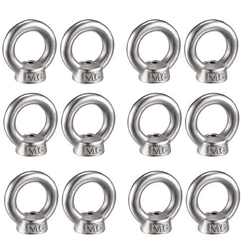M6 Ringmutter, 10 PCS 304 Edelstahl Ringmutter Hardware Ringförmiges Innengewinde Mutternbefestigung Heavy Duty Ringschraube Mutter für Hebezubehör Oberflächenpolieren (Splitter)