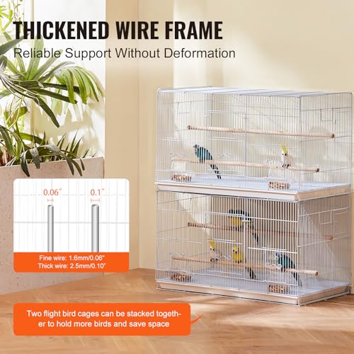 VEVOR 30-inch Flight Bird Cage, Stackable Bird Cage for Small Parrots Canaries Cockatiels Lovebirds Finches Budgies Conures Macaws Pet Travel Birdcage with Handle and Perches - Image 3