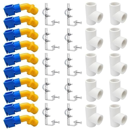Solar Panel Cleaning Kit Sprinkler System with 1/2-Inch PVC Nozzles, Tee Connectors & L-Type Clamps for Rooftop and Ground Solar Panels (60 Pcs) (Multicolor)-picture-11