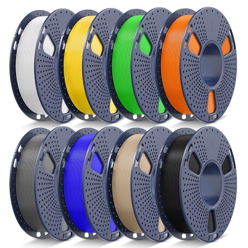 Image of JAYO PLA+ Filament Bundle 1.75mm, 3D Printer Filament Bundle Multicolor, Individually Vacuum Packed, 250g Spool, 8 Pack, 2KG in Total, Black+White+Grey+Blue+Green+Orange+Yellow+Burlywood Color