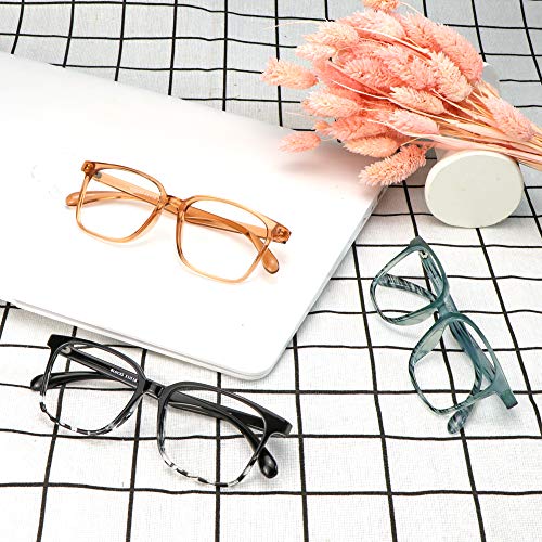 Image of Blue Light Blocking Glasses 3 Pack Square Frame Computer Gaming Reading Glasses Men Women Anti Eyestrain