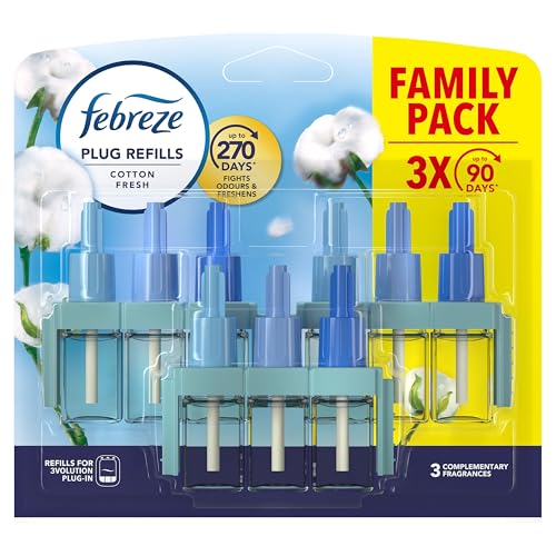 Febreze 3Volution Air Freshener Plug In Refill 60ML Cotton Fresh 3 Alternating Scents To Clean Away Odours