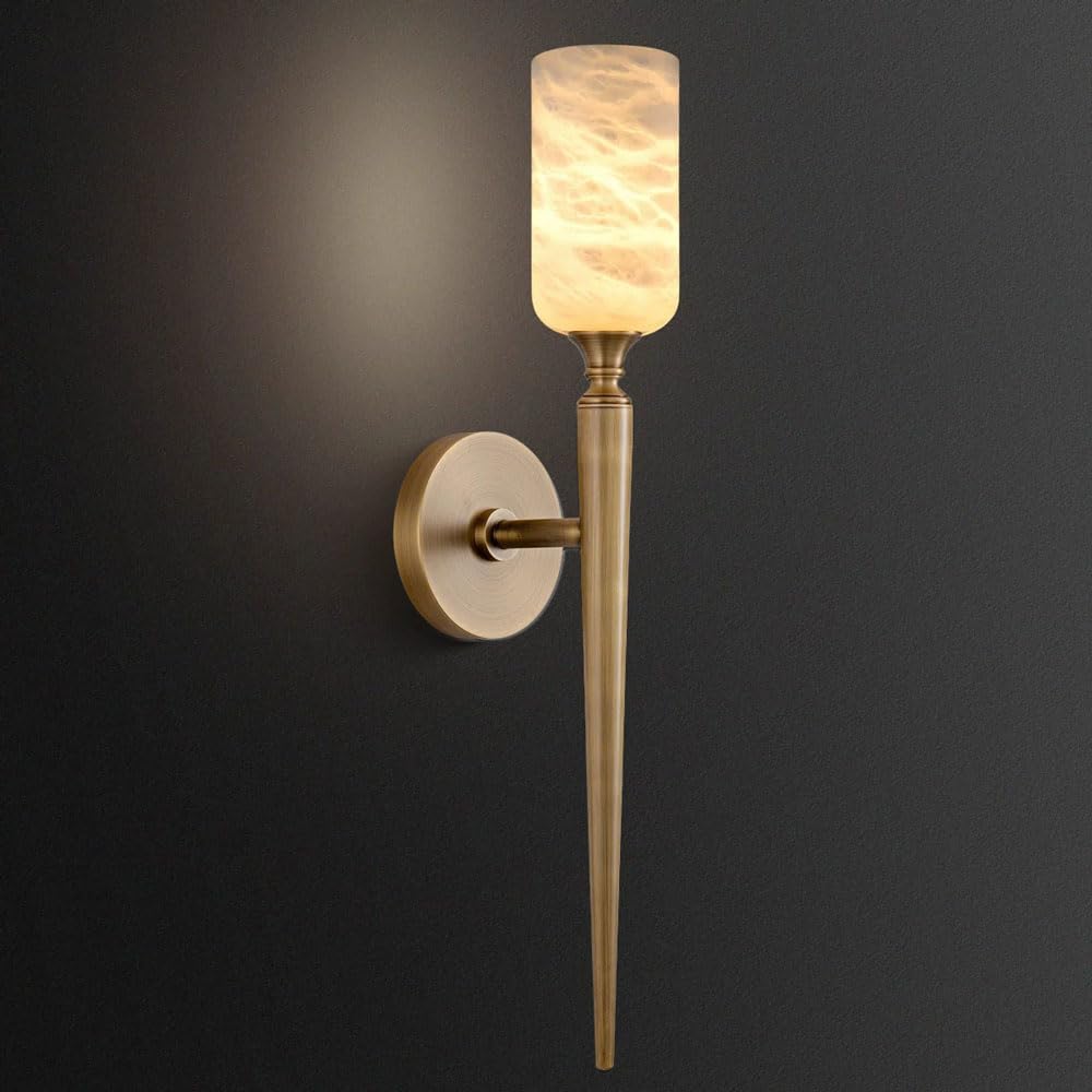 SSBHDM Nordic Industrial Style Natural Alabaster Wall Light, G9 Screw Hard Wire Connection Wall Sconce, 5.9in Marble Wall Lamp, Bedroom Dressing Table Entrance Decorative Lighting Fixtures
