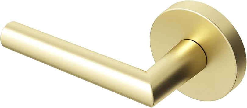 Okun Stark Dummy Door Handle, Brushed Champagne Gold Non-Turning Door Lever 1-Pack Decorative Reversible Interior Handle for Closet, Pantry, Hallway & French Doors, Sleek Modern Design