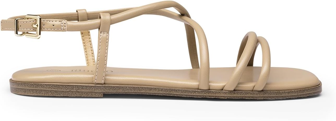 Rihero Women's Strappy Flat Sandals Summer Lace Up Open Toe Comfortable Slip-On Ankle Strap Sandals - Image 3