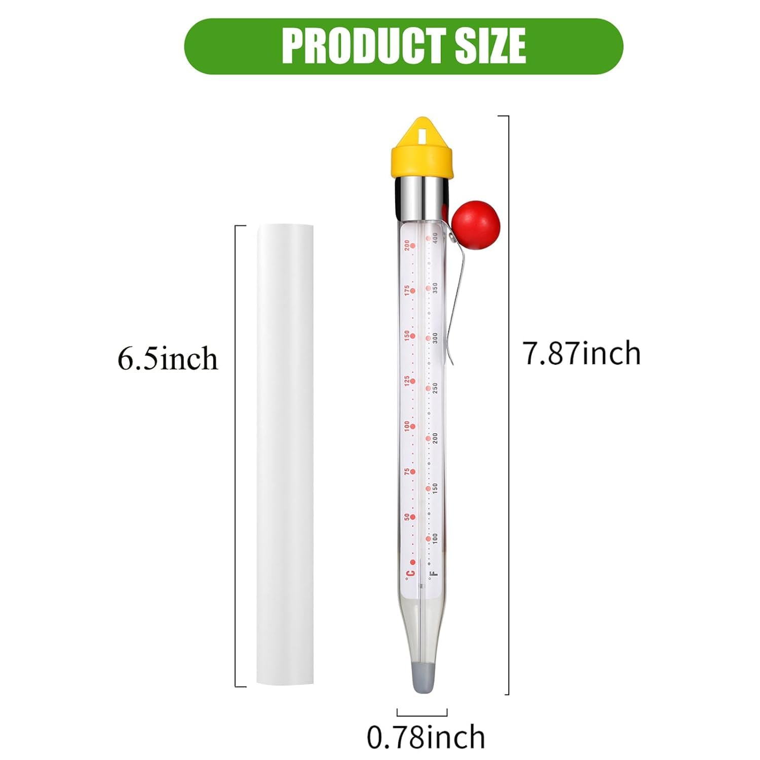 LABO Candy Thermometer Deep Fry Thermometer with Pot Clip Instant Read Glass Thermometer Candy, Fry, Jam, Sugar, Syrup, Jelly Food Thermometer Home Cooking