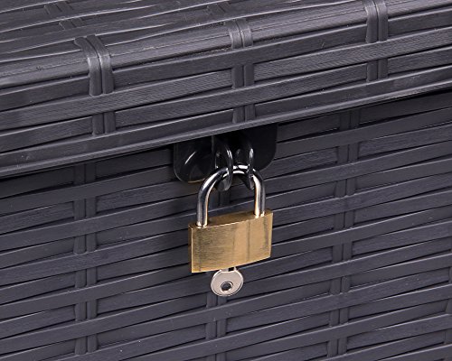 Ondis24 Rumba Kissenbox XXL Auflagenbox anthrazit 870 Liter Rattan Optik mit Gasdruckfedern ca. 146 x 82 x 86 (H) cm – Bild 7