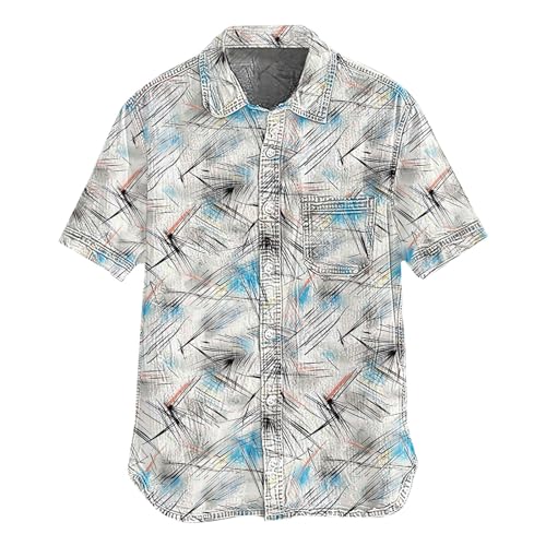 Chemise à manches courtes pour homme texture denim t-shirts d'été