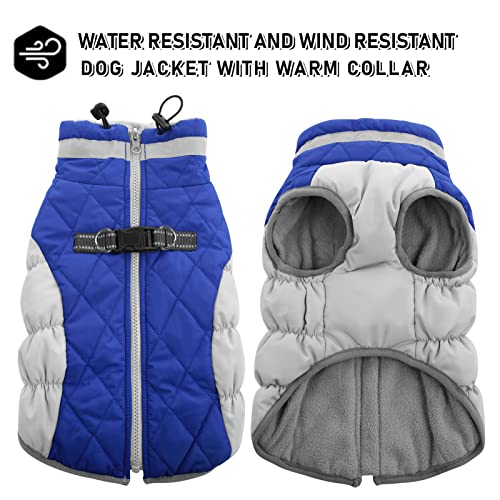 Aofitee Winter Dog Coat Warm Fleece Dog Jacket For Cold Weather, Reflective Zip Up Puppy Dog Sport Vest With Leash Rings, Outdoor Pet Sweater Apparel Clothes For Small Medium Large Dogs, Blue M #TOP1