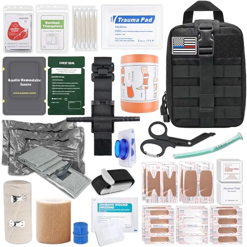IFAK Trauma Kit with Tourniquet, 6-Inch Israeli Bandage, Splint, Tactical First Aid Kit for Car,...