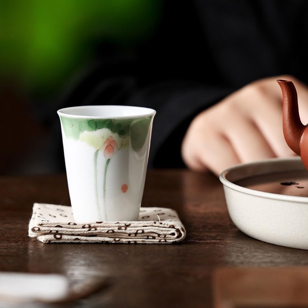 GSOUL Kungfu Tea cup Handmade Small Teacup Hand-painted Lotus Kung Fu Tea Set Personal Drinking Cup Chinese Water Small Tea Cups