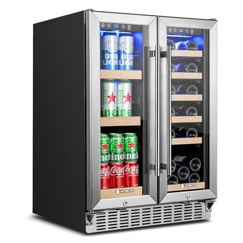 AAOBOSI Upgraded 88 Cans 24 Inch 19 Bottles Dual Zone Wine and Beverage Cooler,Built-in and Freestanding,Removable Fashi - Detailed View