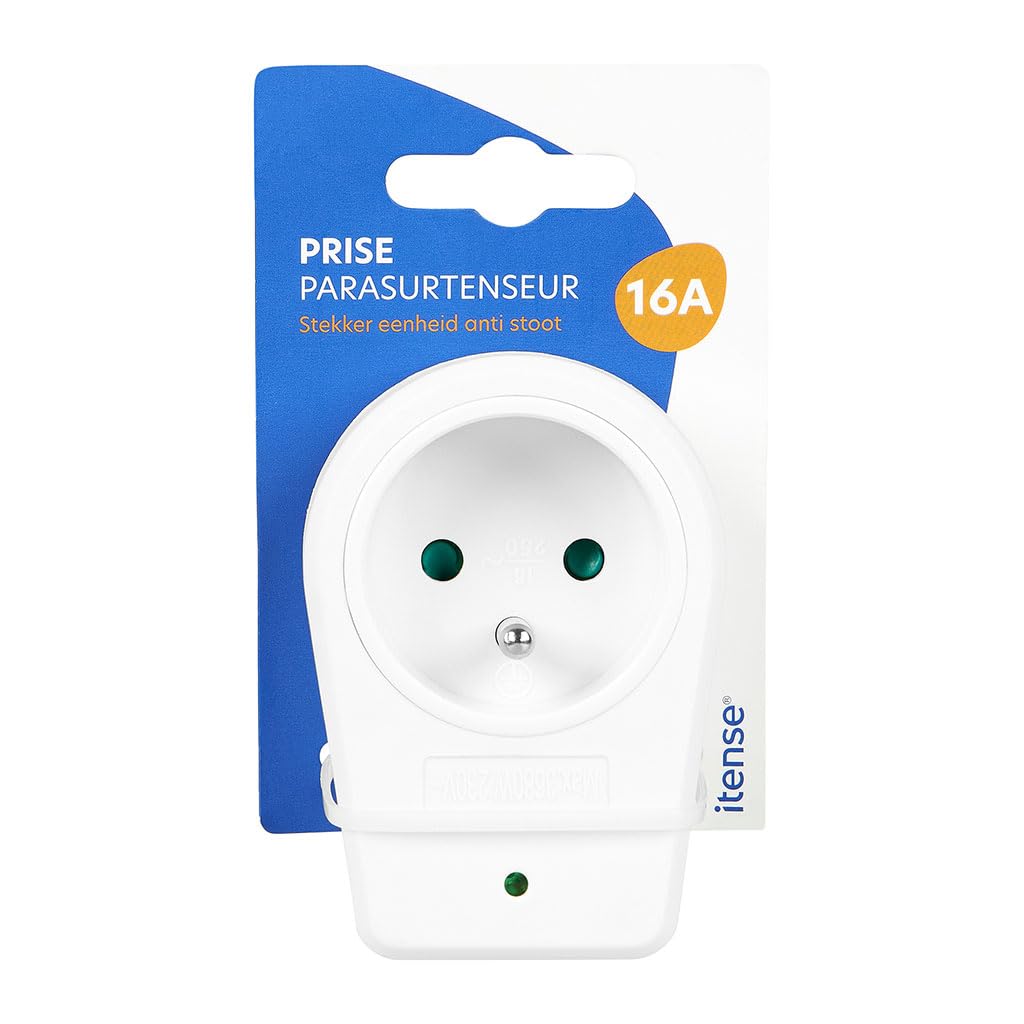 Wtyczka przeciwprzepięciowa, wtyczka elektryczna - 16A - Kolor: biały - Zastosowanie w pomieszczeniach - Produkt do podłączenia sprzętu do sieci elektrycznej - Bezpieczeństwo dzieci