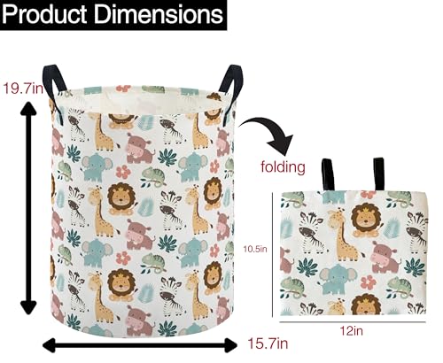 Image of ESSME Kids Laundry Basket,Animal Hamper Collapsible Canvas Waterproof Storage Bin for Girls, Cute Hamper,Gift Baskets.(Animal)
