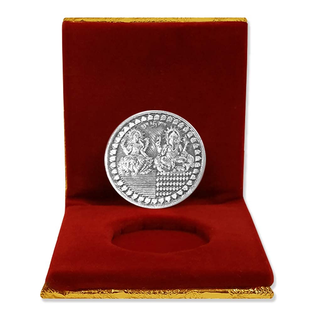 Ridhi Home & Decor White Metal Coin of Laxmi Ganesh Ji 10 gm with Box for Giftiing (Silver) (B07JLG2TDS) Amazon Price History, Amazon Price Tracker