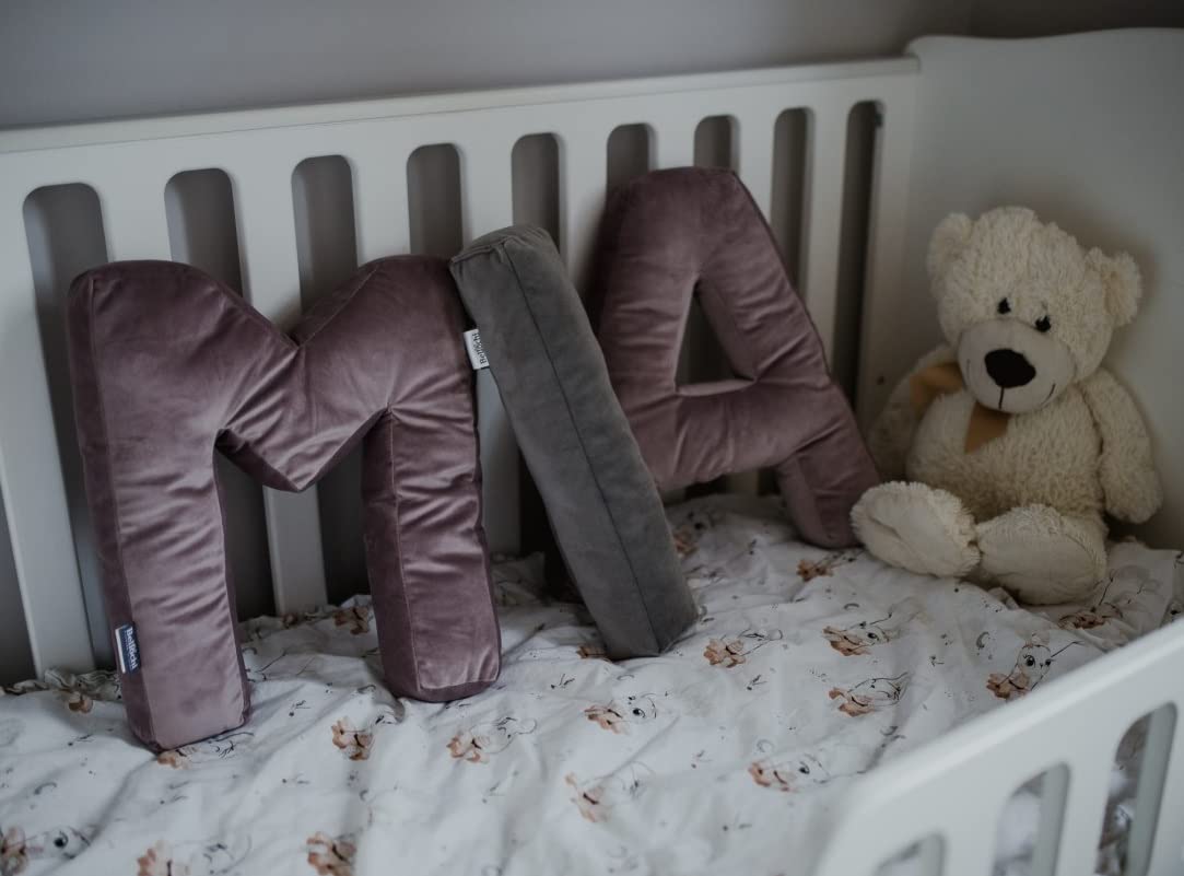 Bellochi Dekorative Kissen mit Antiallergische Füllung - Kuschelkissen - Zierkissen - aus Samt - Kinderkissen in Form eines Buchstabe A - Graphit
