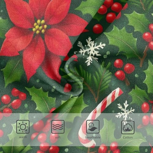 Joisal Red Poinsettia Flowers Christmas Girl Panties Cute Toddler Girls Underwear Cotton Aesthetic Briefs Girls Undies 2t3