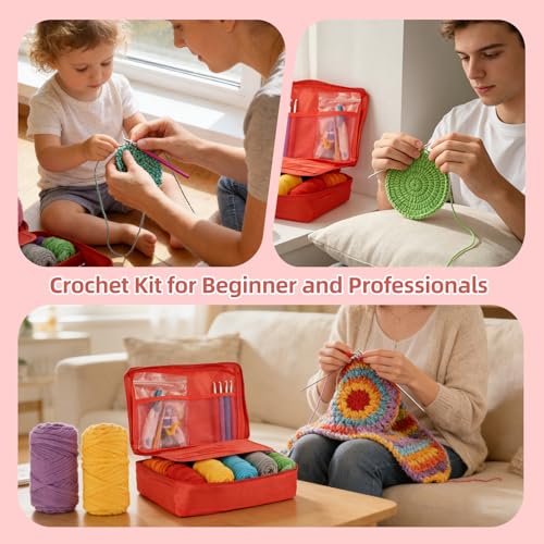 Image of iptek Crochet Kit for Beginners Adults,Crochet Yarn for Beginners, 10colors Total Crochet Yarn Kits with Easy-to -See Stitches,Includes Basic Stitch Guide and extensive amigurumi Video tutorials.